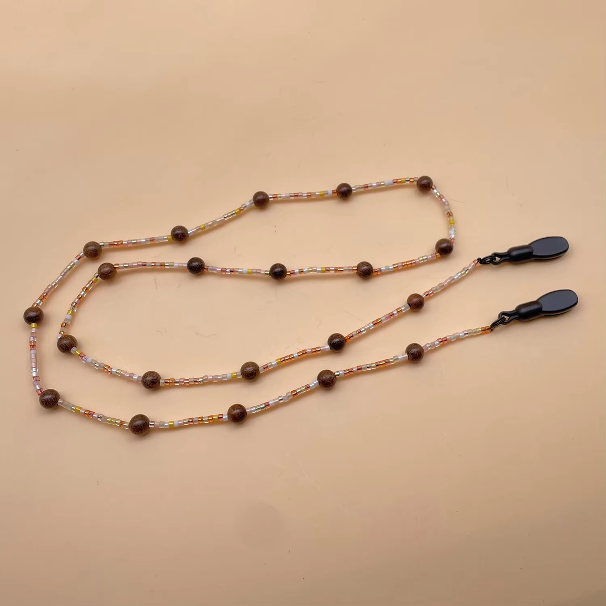 Natural Wood Beaded Glasses Chain with Stainless Steel Fittings Eco-Friendly Unisex Sunglasses Strap for Daily Use